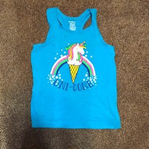 Girls blue unicorn tank top